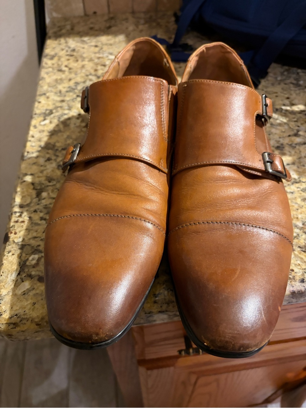 Zara Men's Double Monk Strap Shoes in Tan Brown